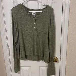 Green Long Sleeve Henley Shirt